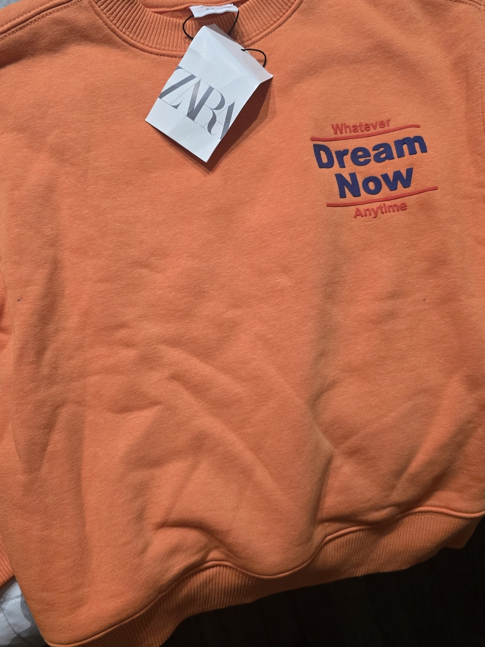 ZARA Orange "Dream Now" Graphic Sweatshirt